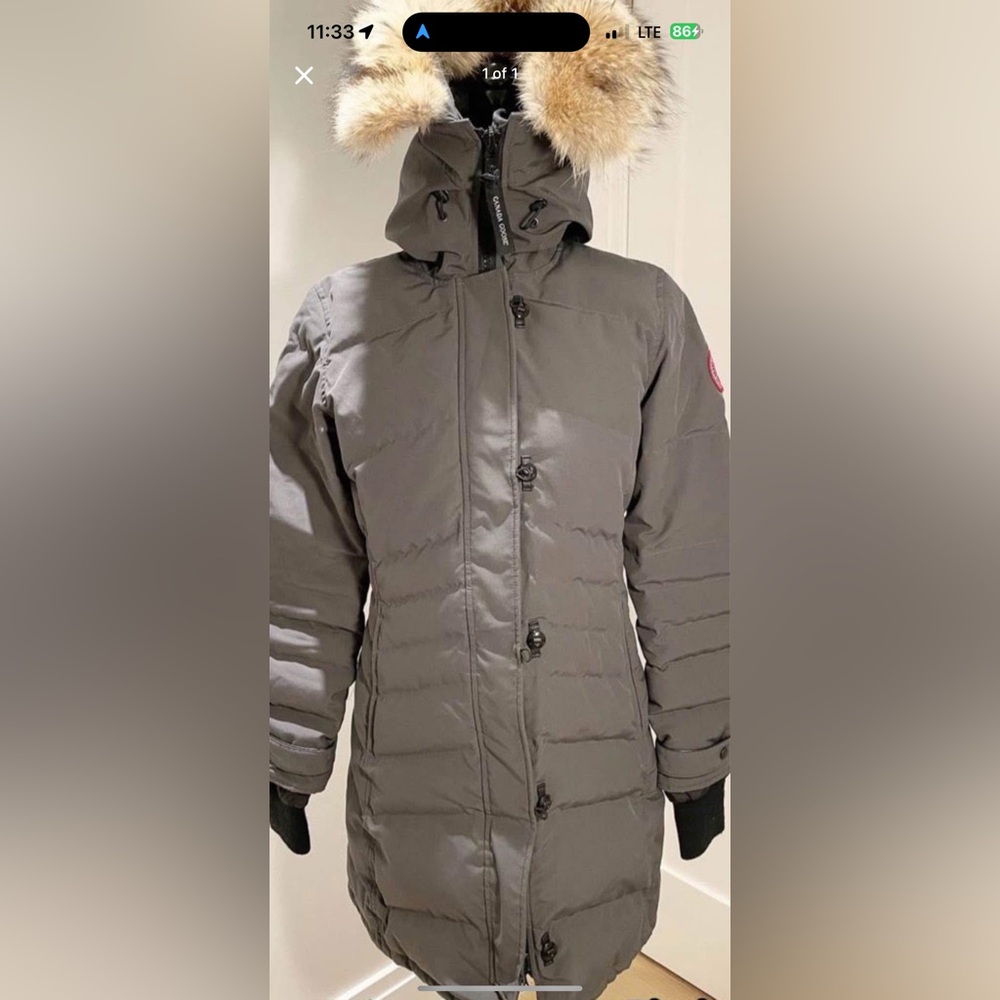 Canada Goose Gray Parka with Fur Trim